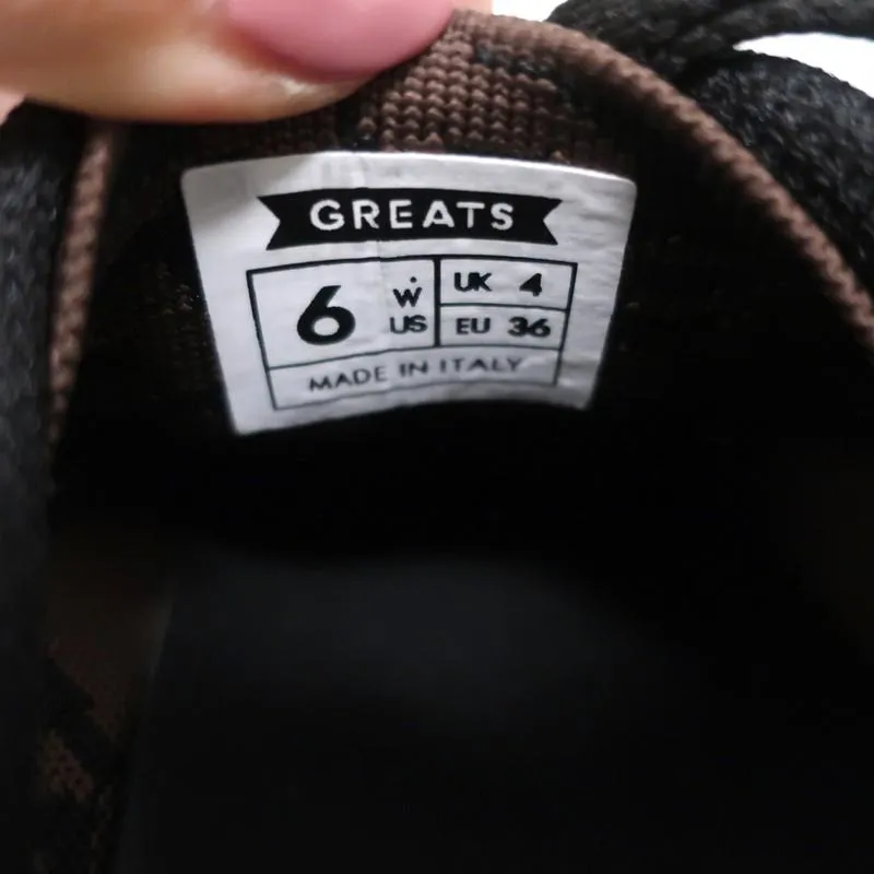 GREATS Royale Basket Basses en Maille Imprimé Léopard Marron Foncé Taille 6