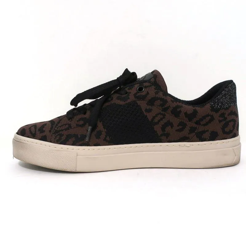 GREATS Royale Basket Basses en Maille Imprimé Léopard Marron Foncé Taille 6