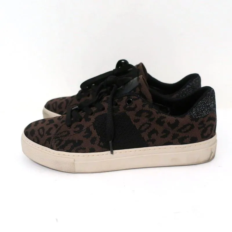 GREATS Royale Basket Basses en Maille Imprimé Léopard Marron Foncé Taille 6