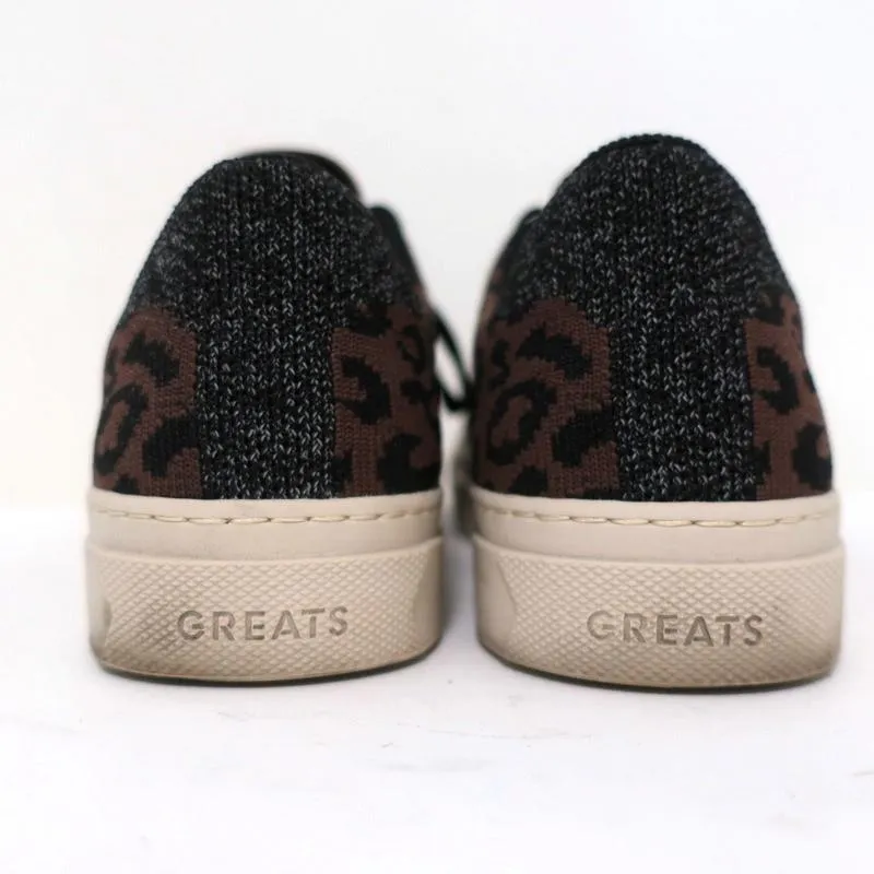 GREATS Royale Basket Basses en Maille Imprimé Léopard Marron Foncé Taille 6