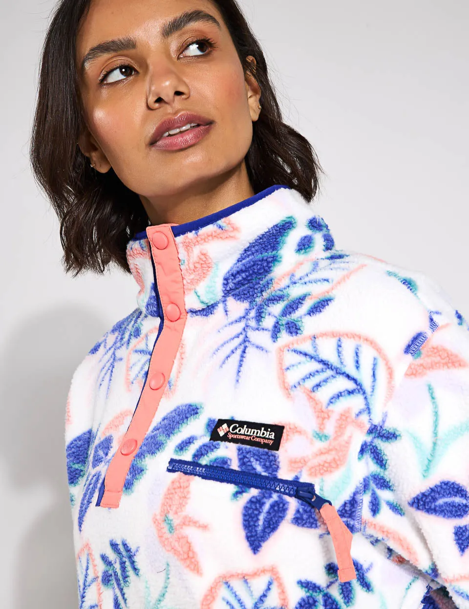 Helvetia II Polaire coupée à mi-boutonnage imprimée Sherpa - Multi pastel sel de mer