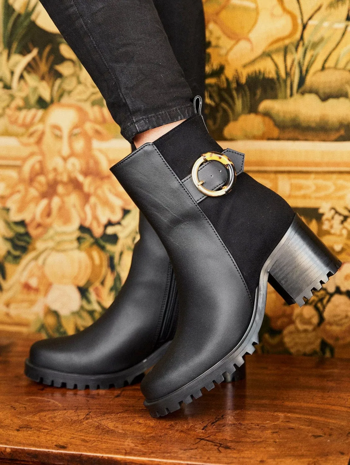 Bottes à talons en simili-cuir vegan recyclé Hercules | Noir