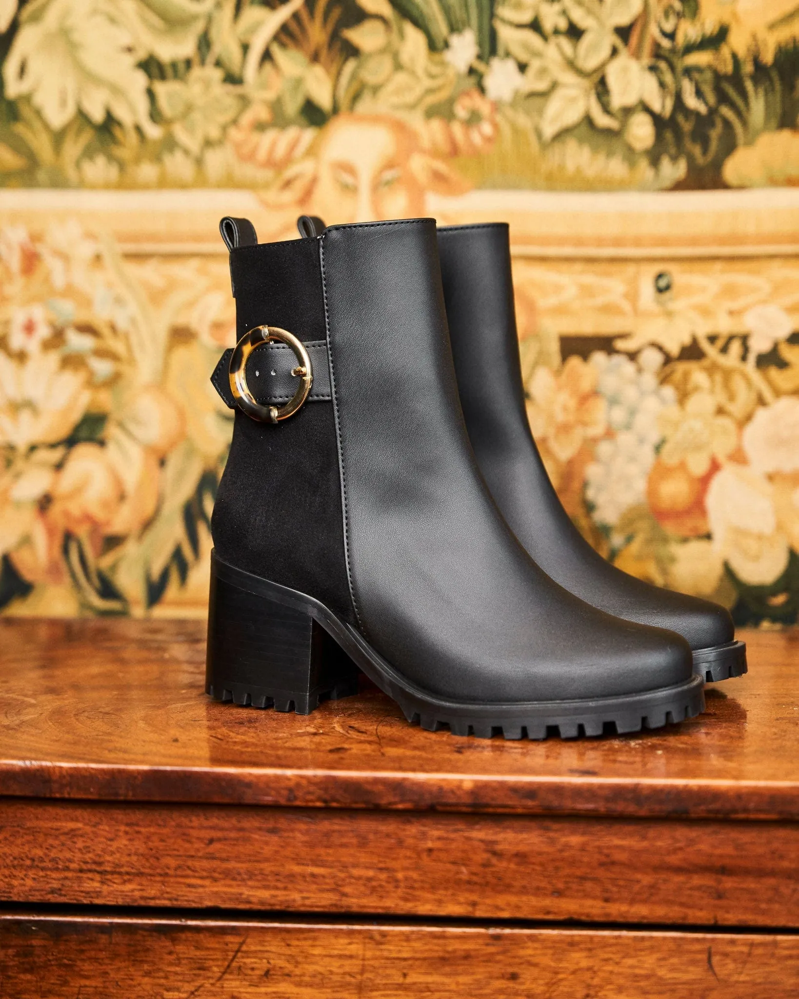 Bottes à talons en simili-cuir vegan recyclé Hercules | Noir