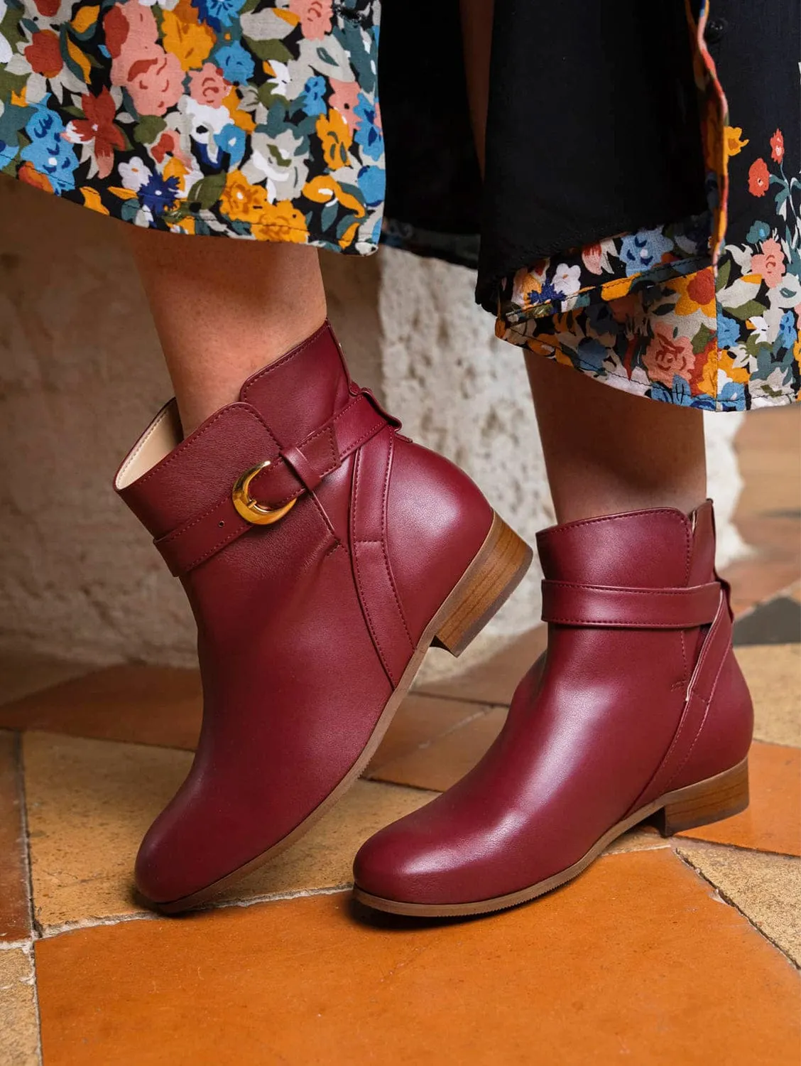 Bottes en Similicuir Vegan Illusion - Marron Bordeaux