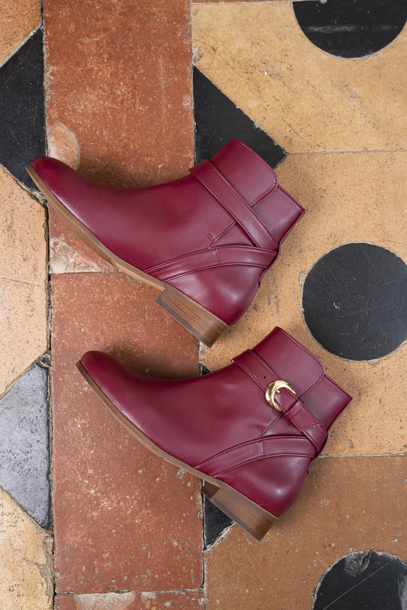 Bottes en Similicuir Vegan Illusion - Marron Bordeaux