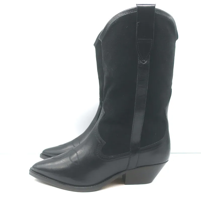 Isabel Marant Dandrea Bottes Western en Cuir Noir & Suède Taille 39