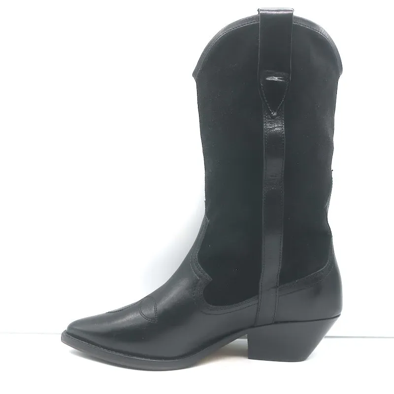 Isabel Marant Dandrea Bottes Western en Cuir Noir & Suède Taille 39