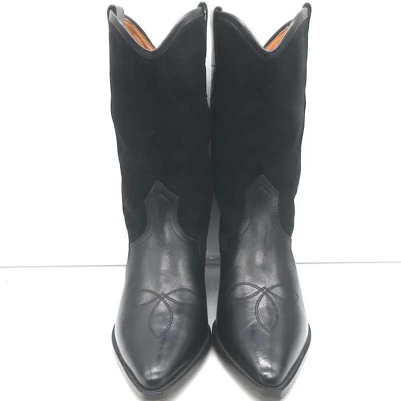 Isabel Marant Dandrea Bottes Western en Cuir Noir & Suède Taille 39