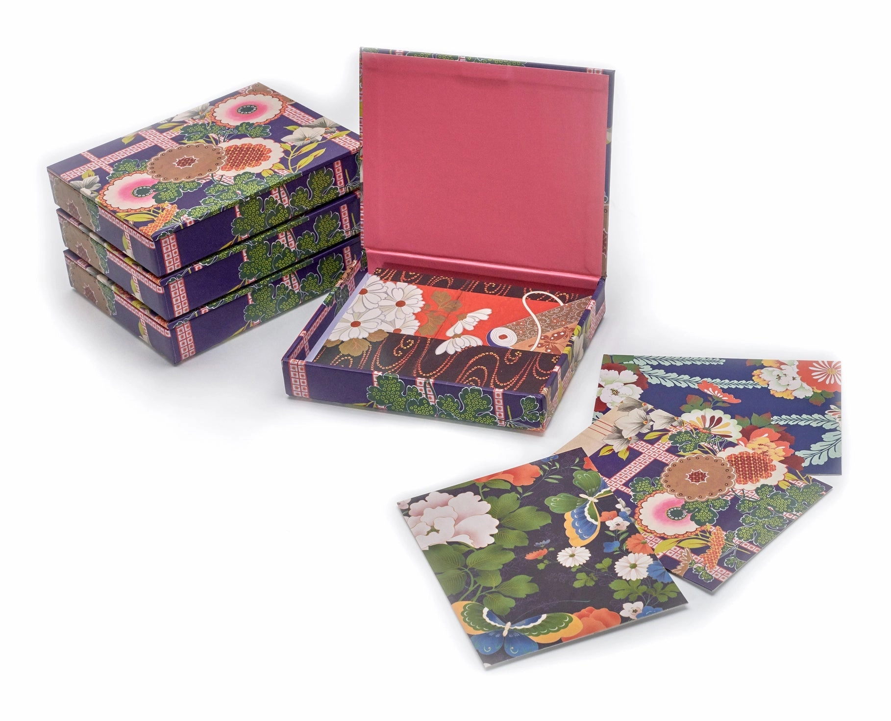 Boîte souvenir à motifs décoratifs japonais - Cartes de notes assorties