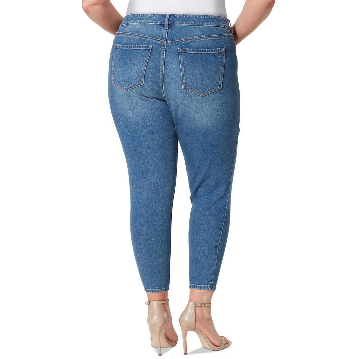 Jessica Simpson Femmes Plus Adorés Jeans à la Cheville Taille Haute Lavage Moyen