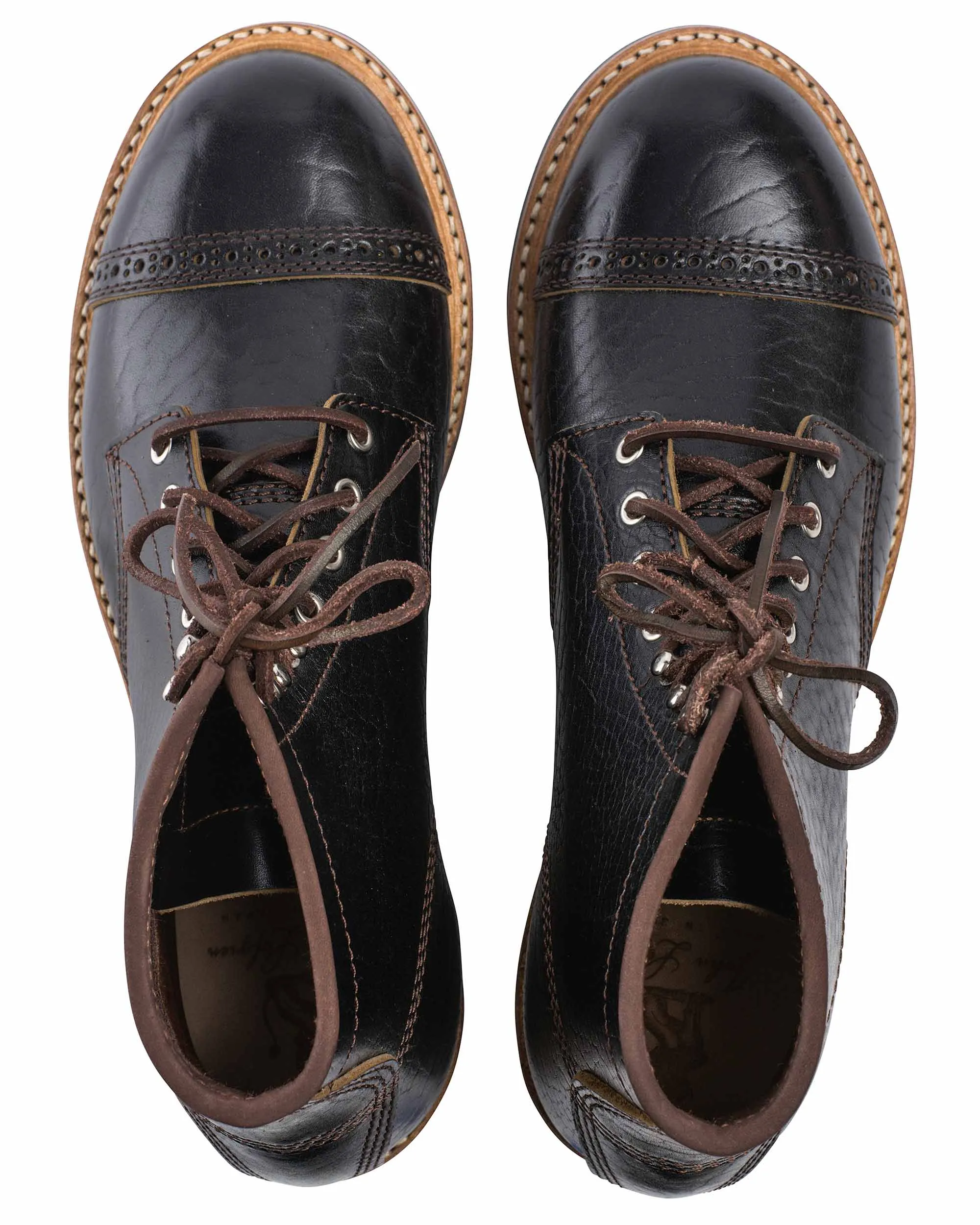 John Lofgren Bootmaker Bottes de Combat Noir Shinki Hikaku Tea-Core Cuir de Croupe