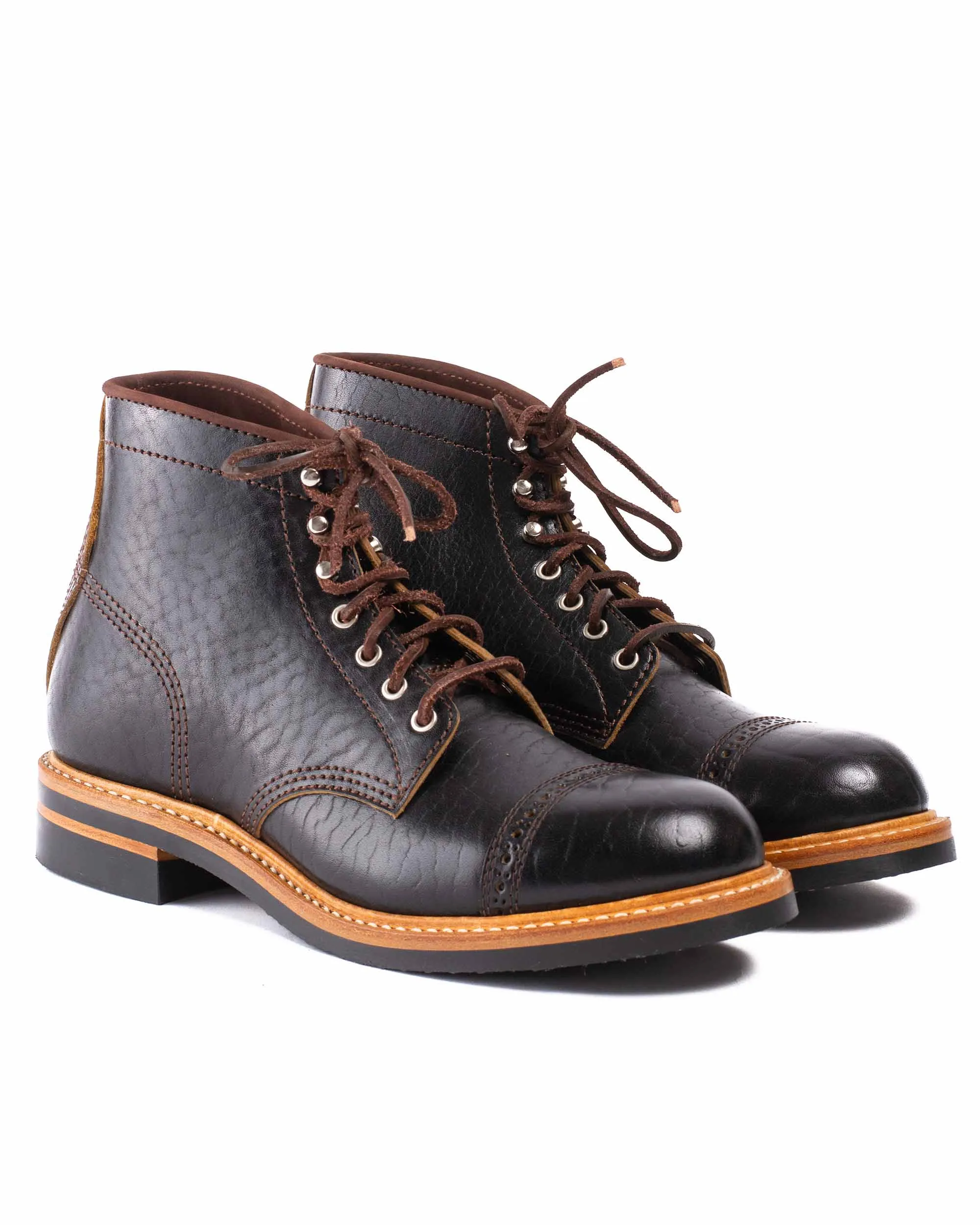 John Lofgren Bootmaker Bottes de Combat Noir Shinki Hikaku Tea-Core Cuir de Croupe