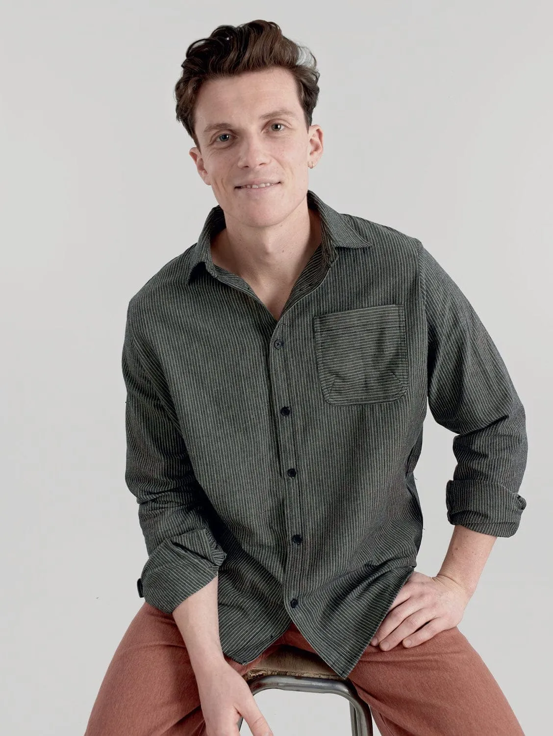Chemise pour Hommes Jude en Coton Biologique | Rayures Monochromes