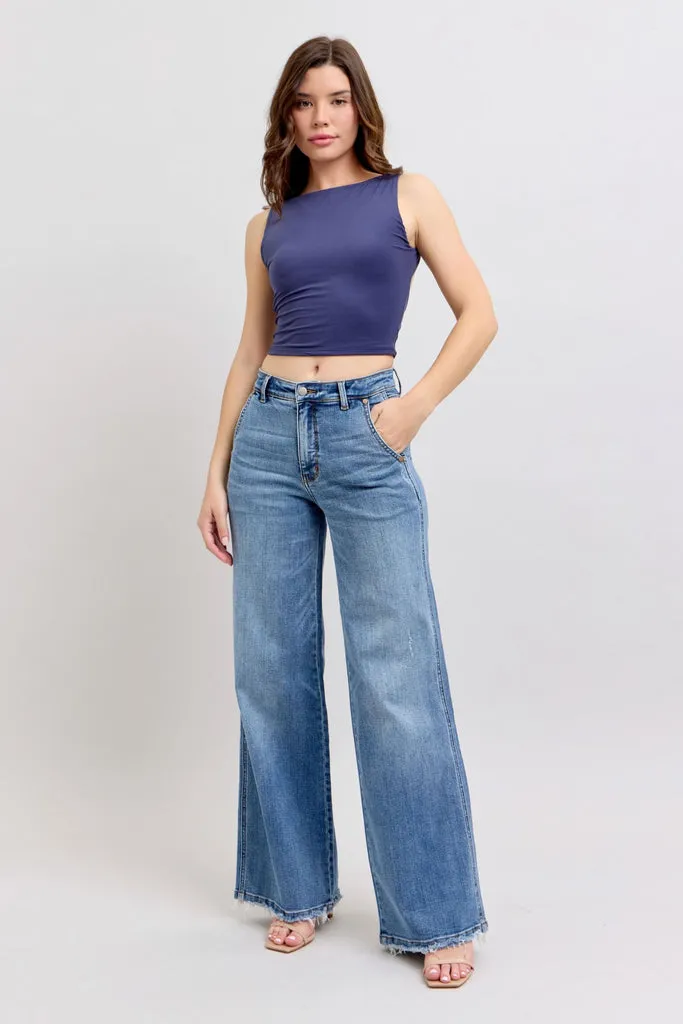 Judy Blue Jeans Rétro à Taille Haute et Coupe Large