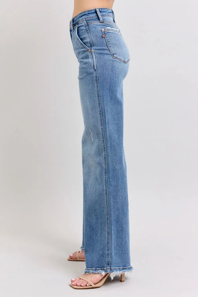Judy Blue Jeans Rétro à Taille Haute et Coupe Large