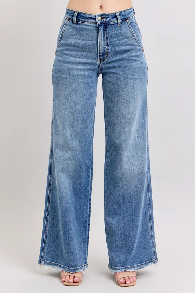 Judy Blue Jeans Rétro à Taille Haute et Coupe Large