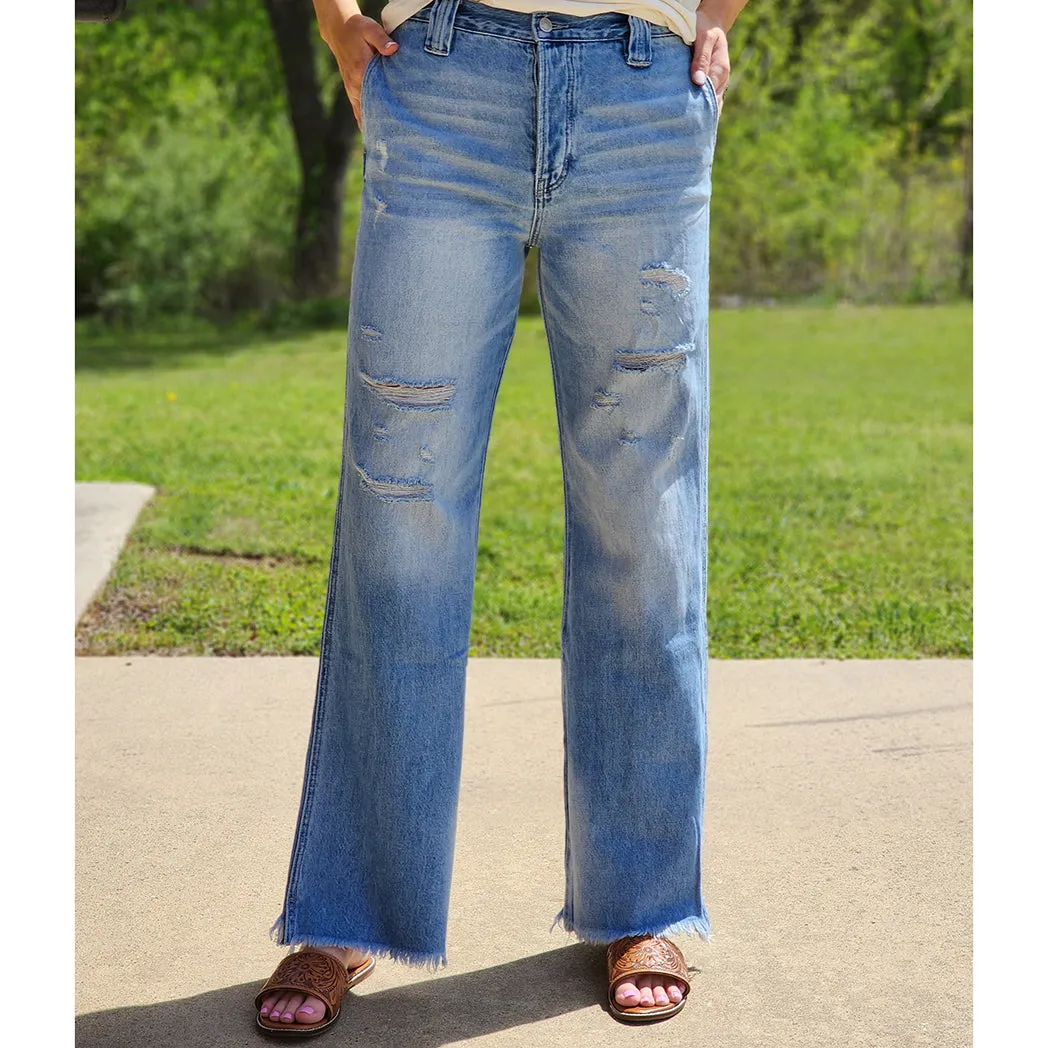 KanCan Louise Ultra Haute Taille Denim Lavage Moyen Années 90