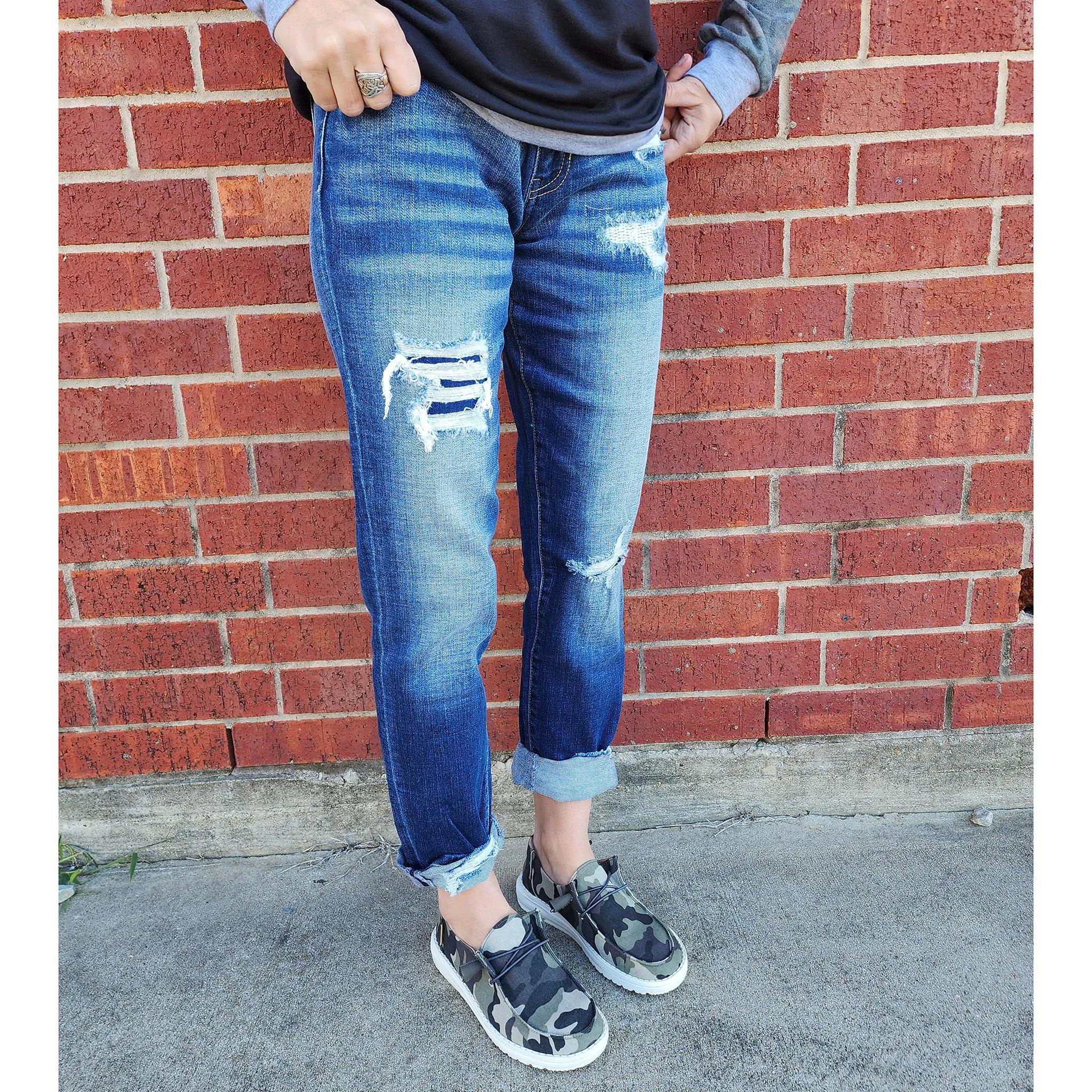 Jeans Boyfriend Effilé KanCan à Taille Moyenne