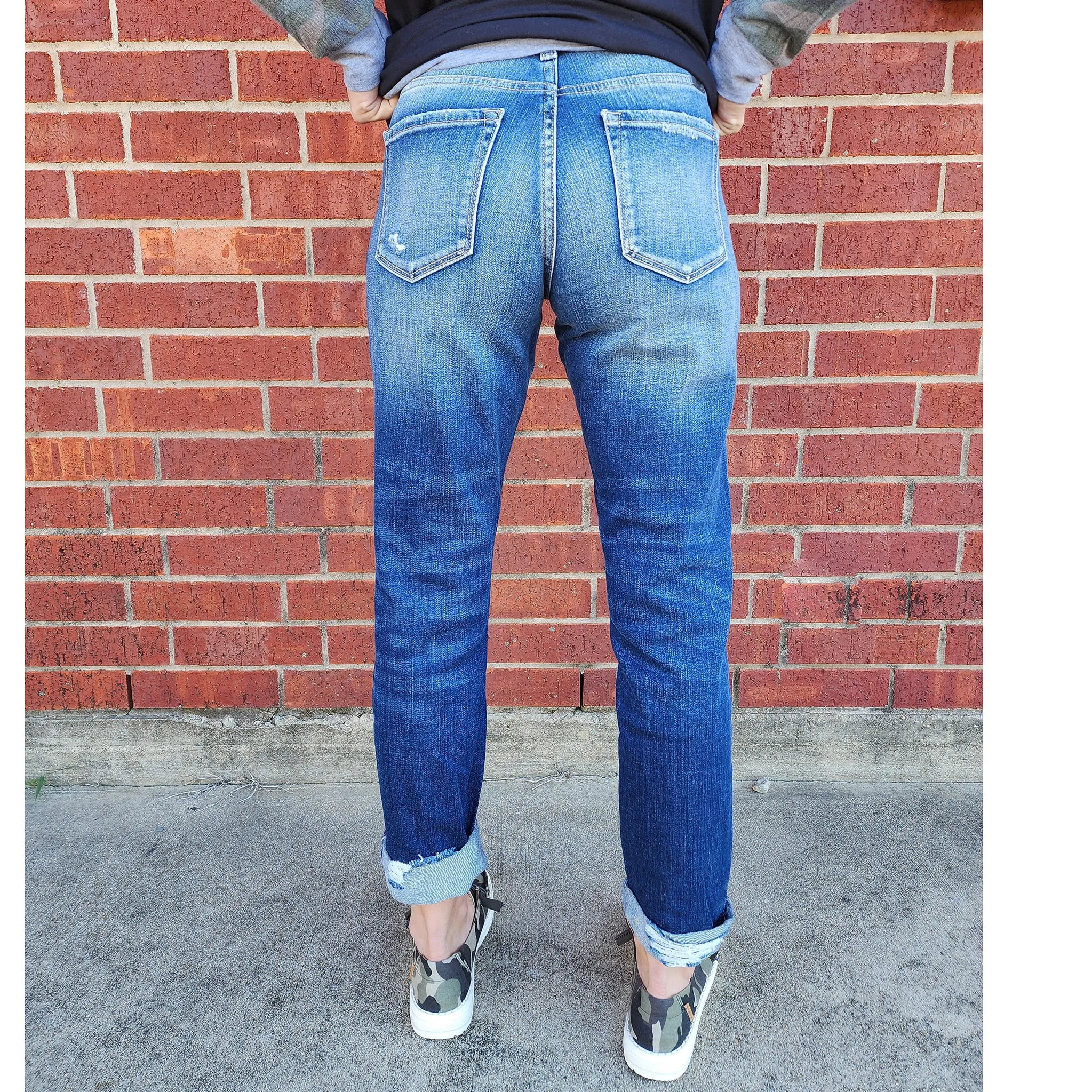 Jeans Boyfriend Effilé KanCan à Taille Moyenne