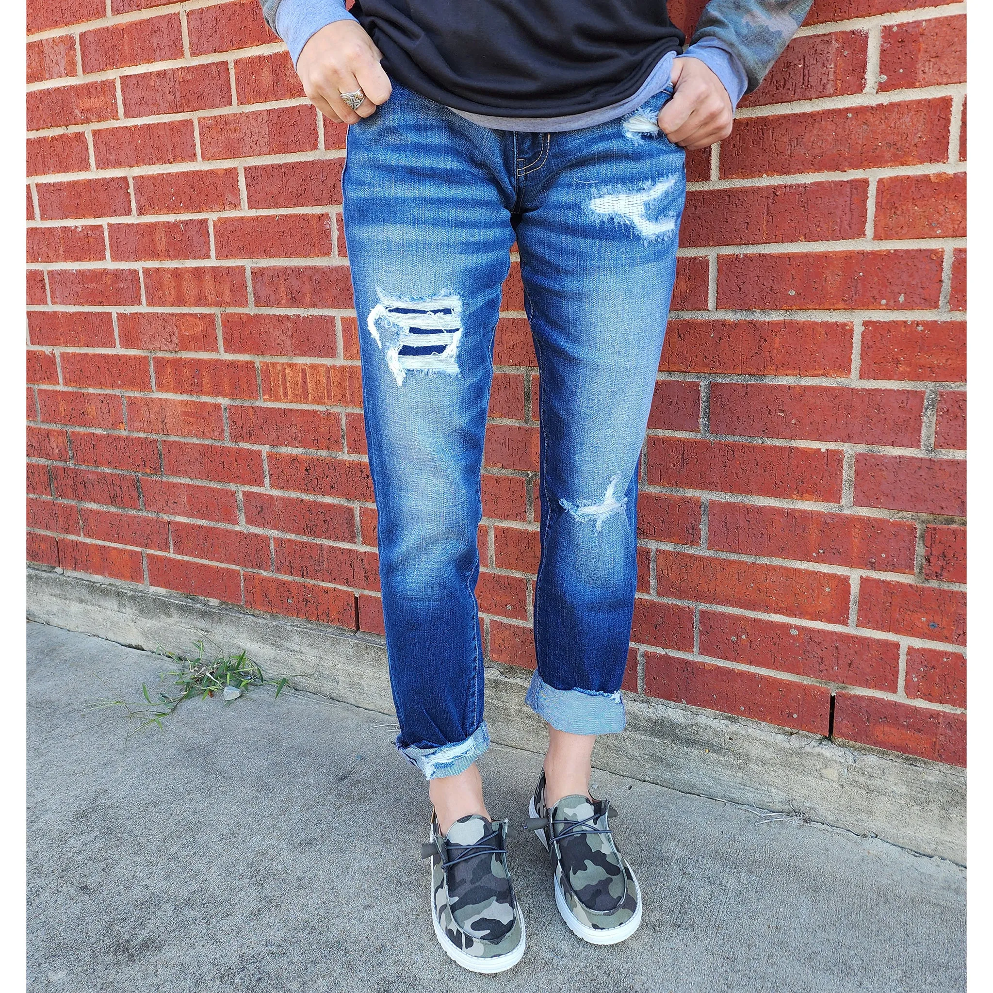 Jeans Boyfriend Effilé KanCan à Taille Moyenne