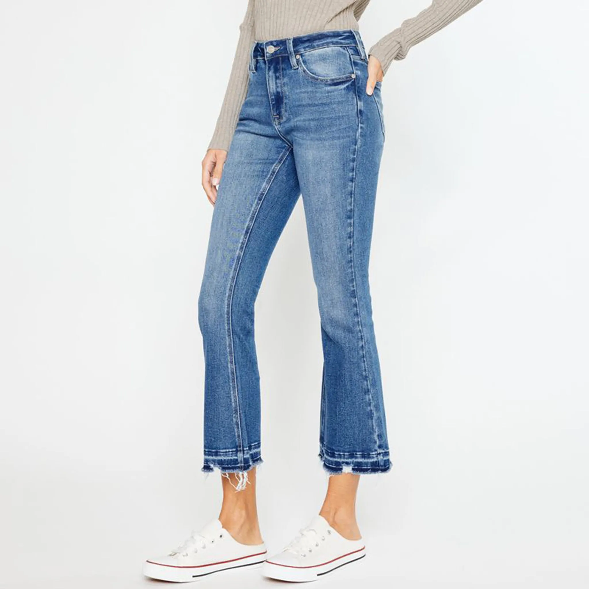 Jean taille haute court pour femme KanCan