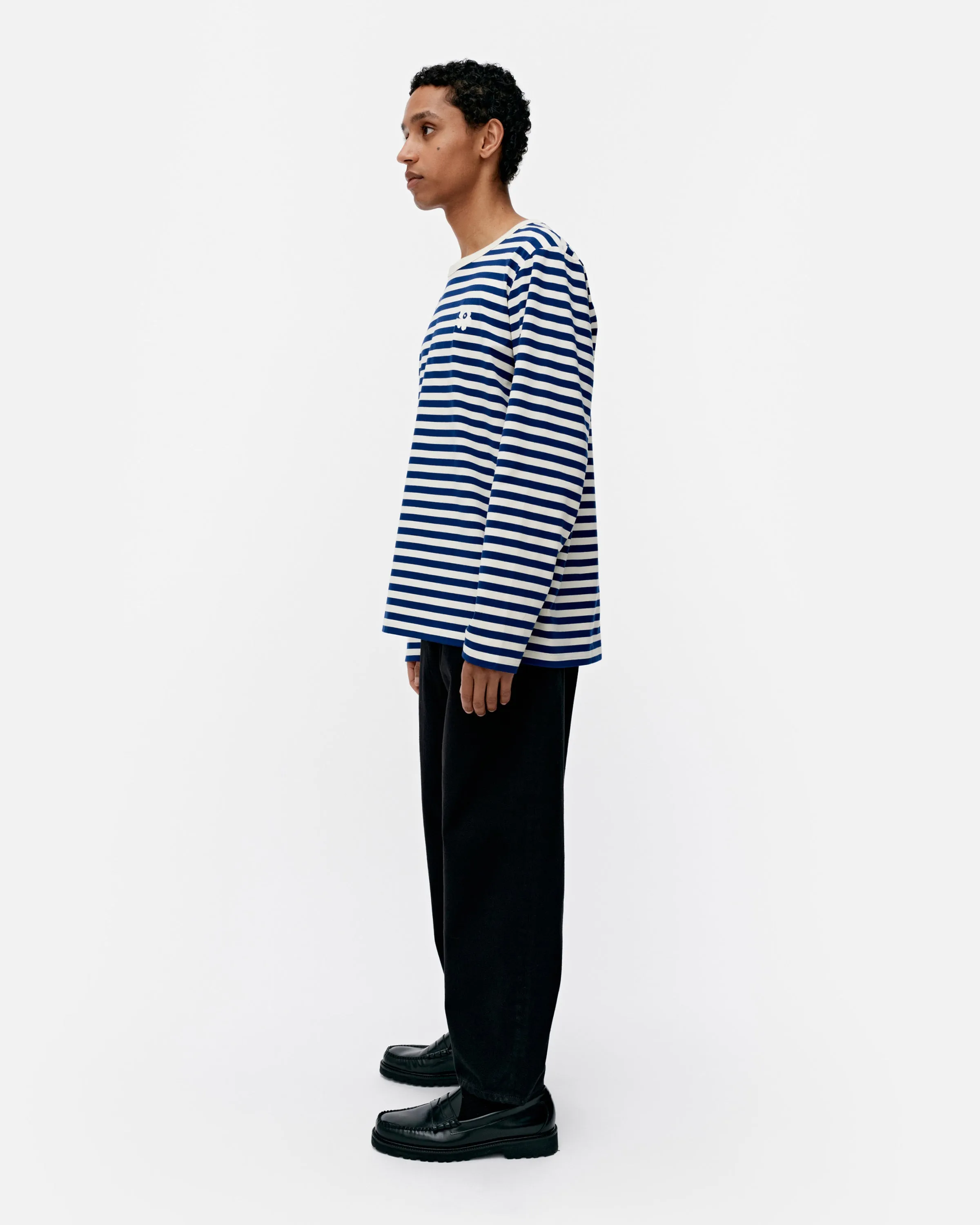 T-shirt unisexe à manches longues Kioski Tasaraita Unikko 71cm Vêtements_Marimekko