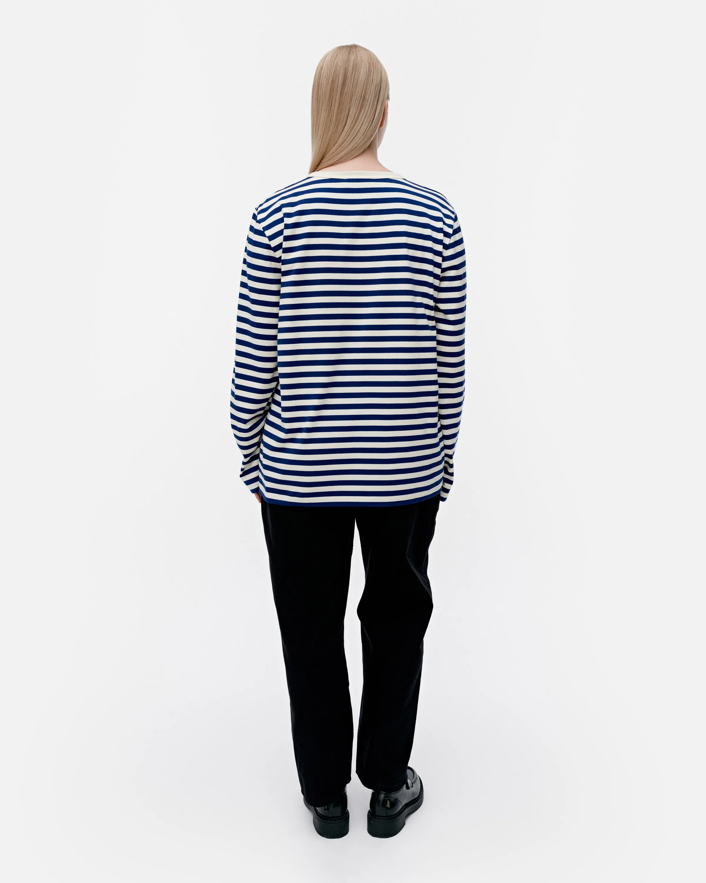 T-shirt unisexe à manches longues Kioski Tasaraita Unikko 71cm Vêtements_Marimekko