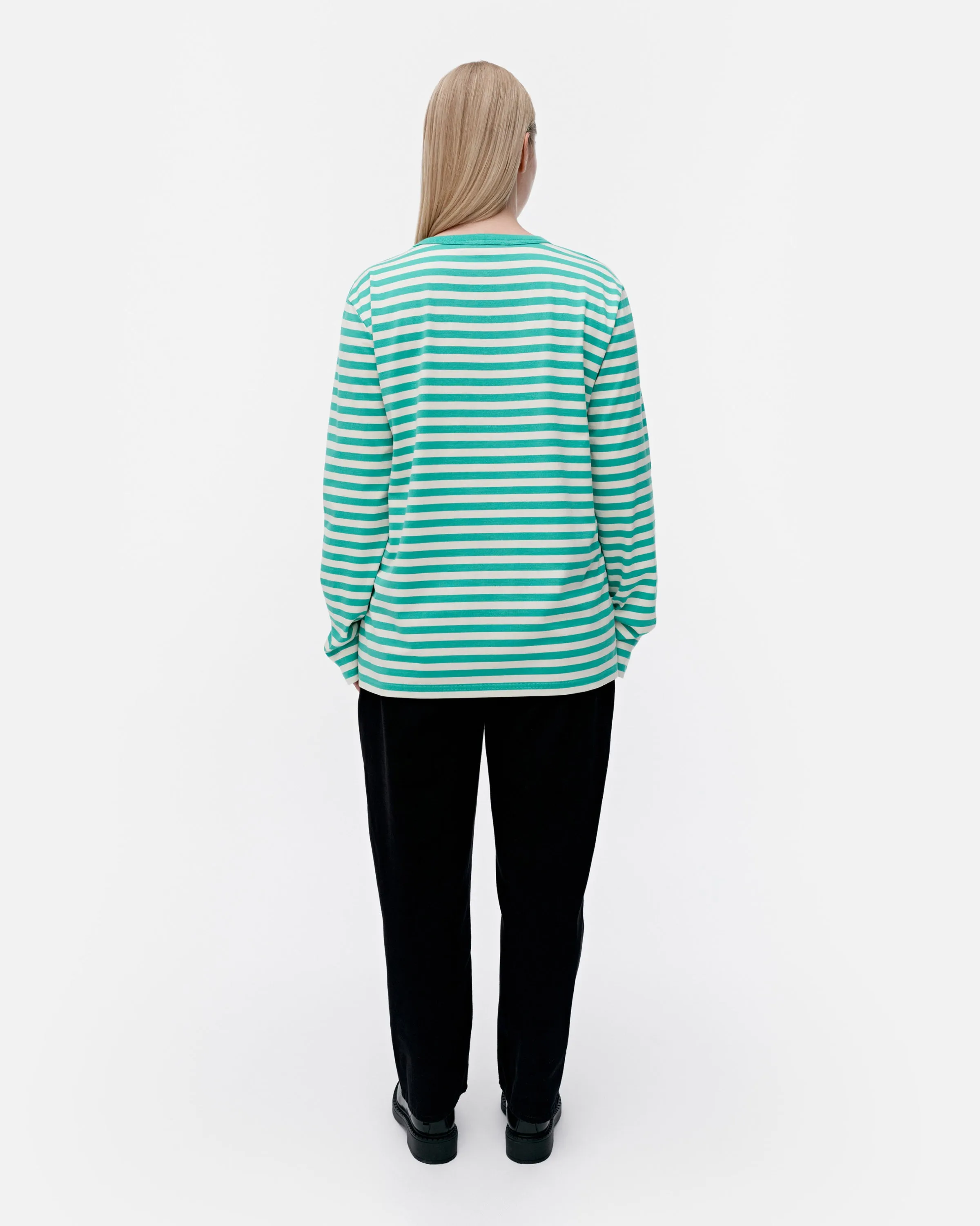 T-shirt unisexe à manches longues Kioski Tasaraita Unikko 71cm Vêtements_Marimekko