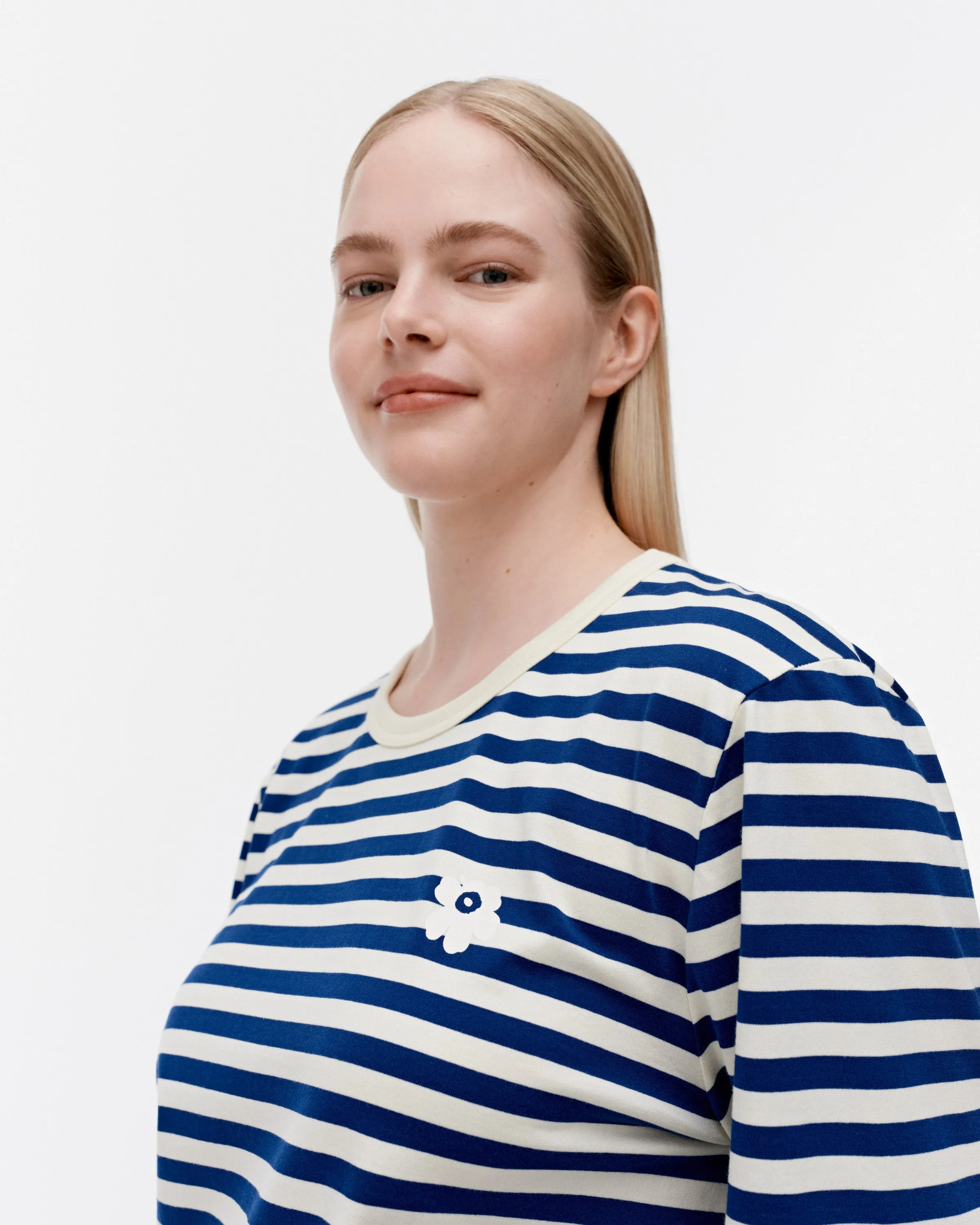T-shirt unisexe à manches longues Kioski Tasaraita Unikko 71cm Vêtements_Marimekko