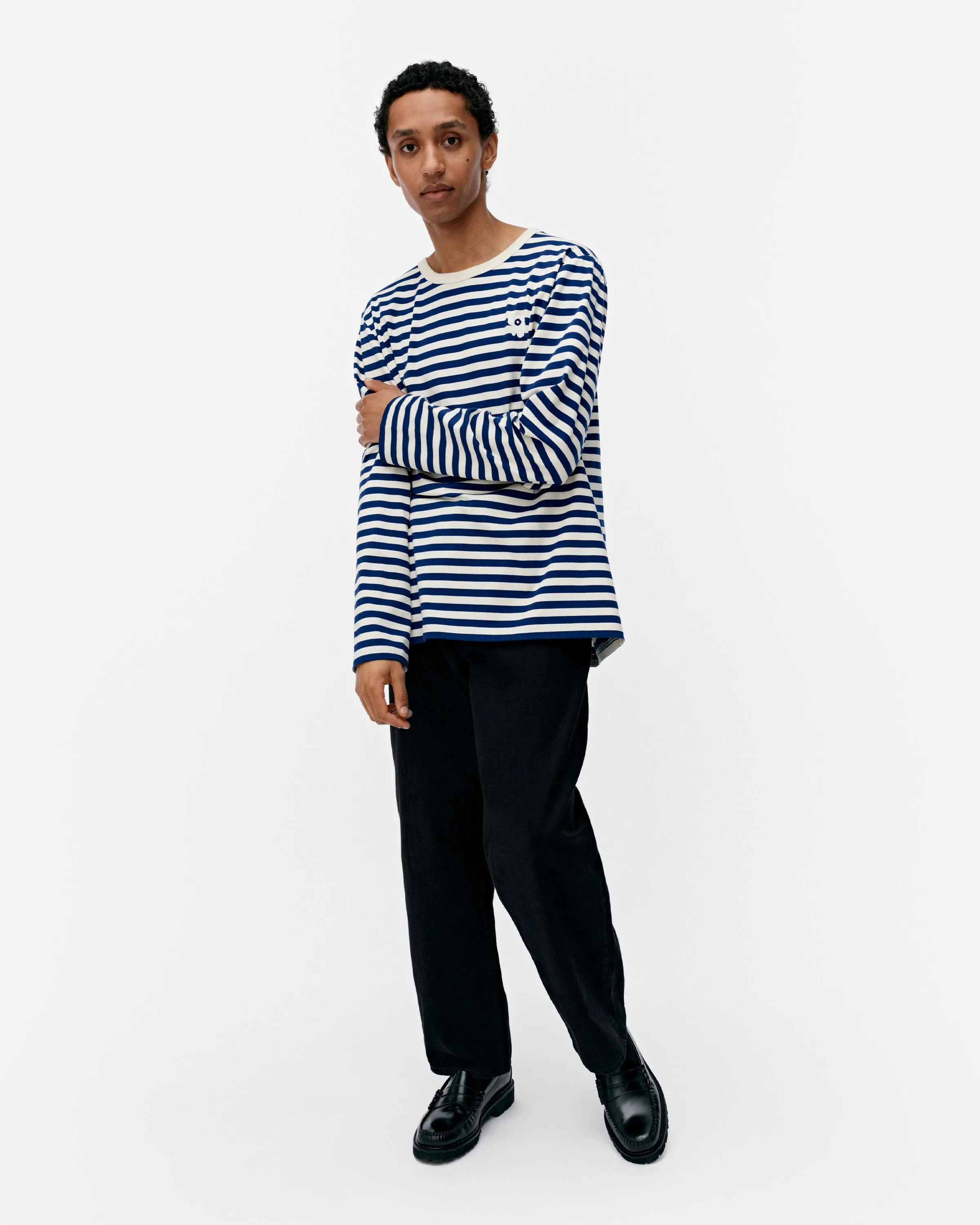 T-shirt unisexe à manches longues Kioski Tasaraita Unikko 71cm Vêtements_Marimekko