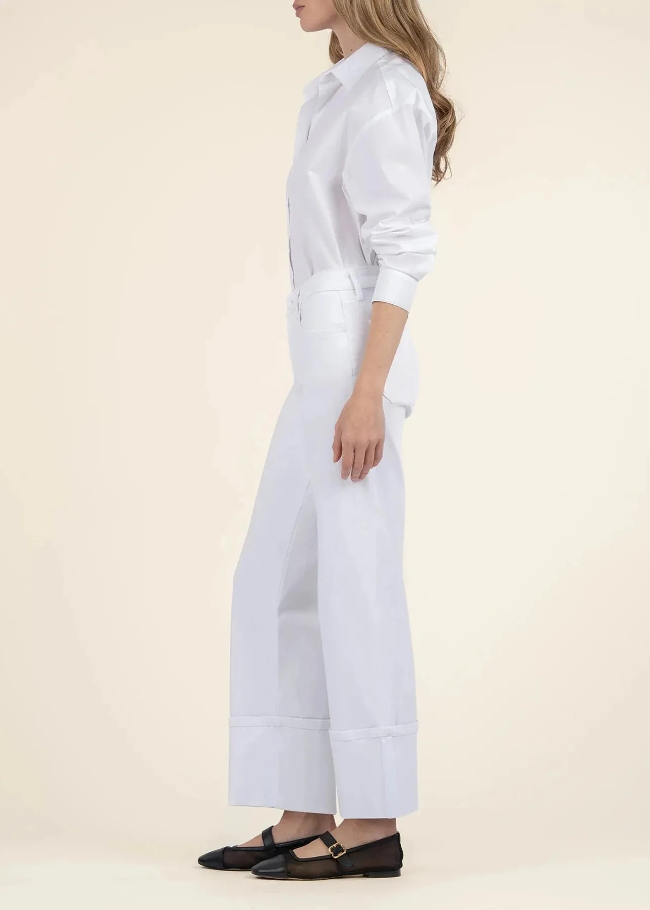 Kut From the Kloth Charlotte Jeans à taille haute avec ourlet retroussé et jambes évasées
