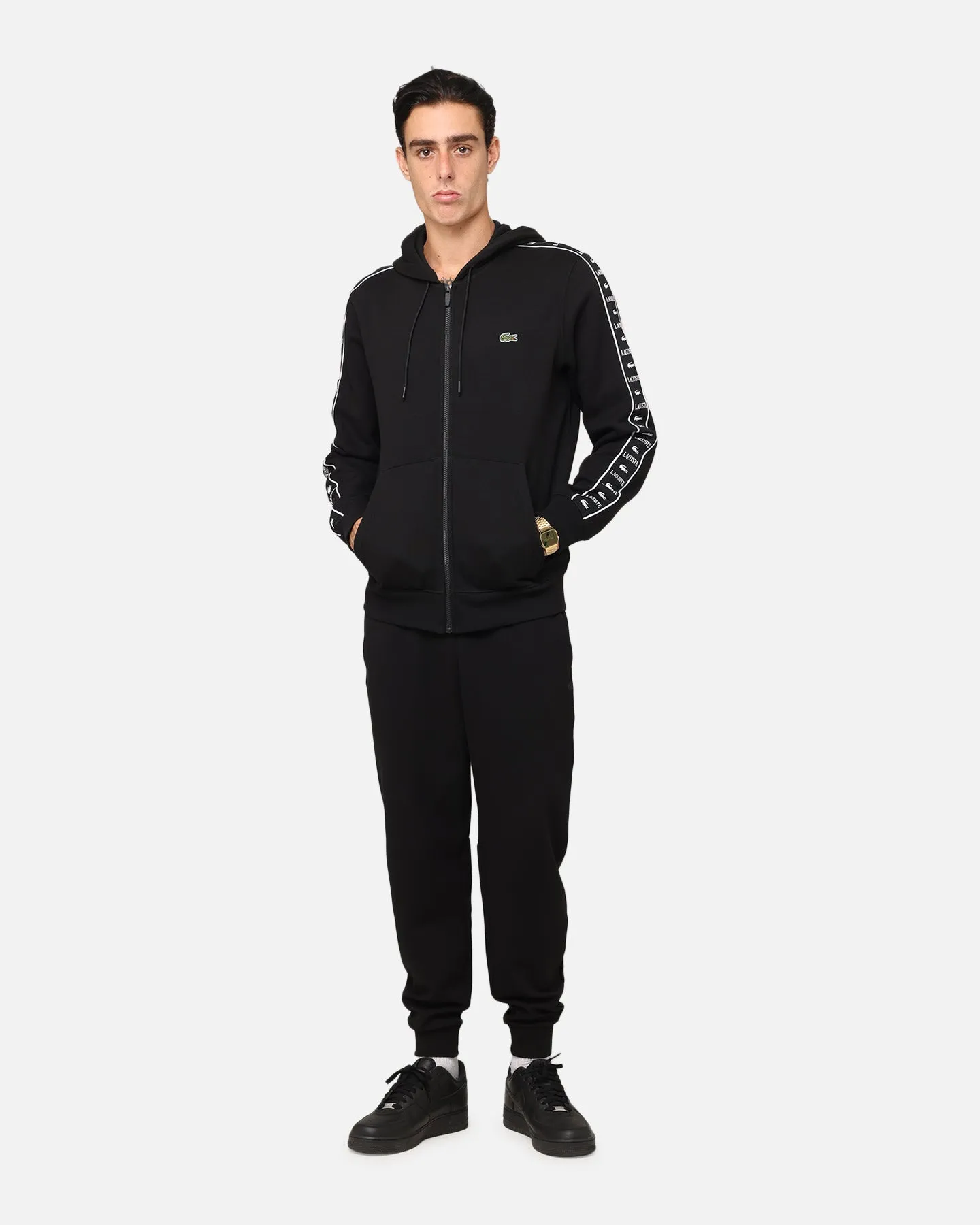 Pull à capuche Lacoste 23 Tape Noir