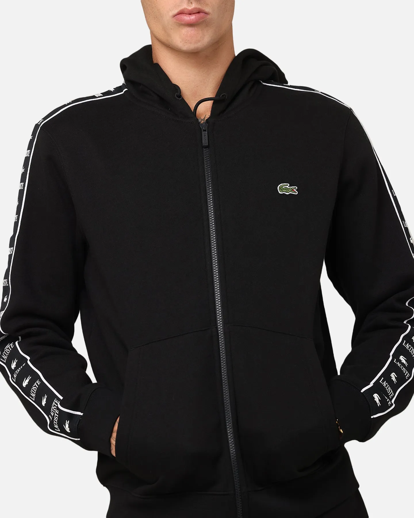 Pull à capuche Lacoste 23 Tape Noir