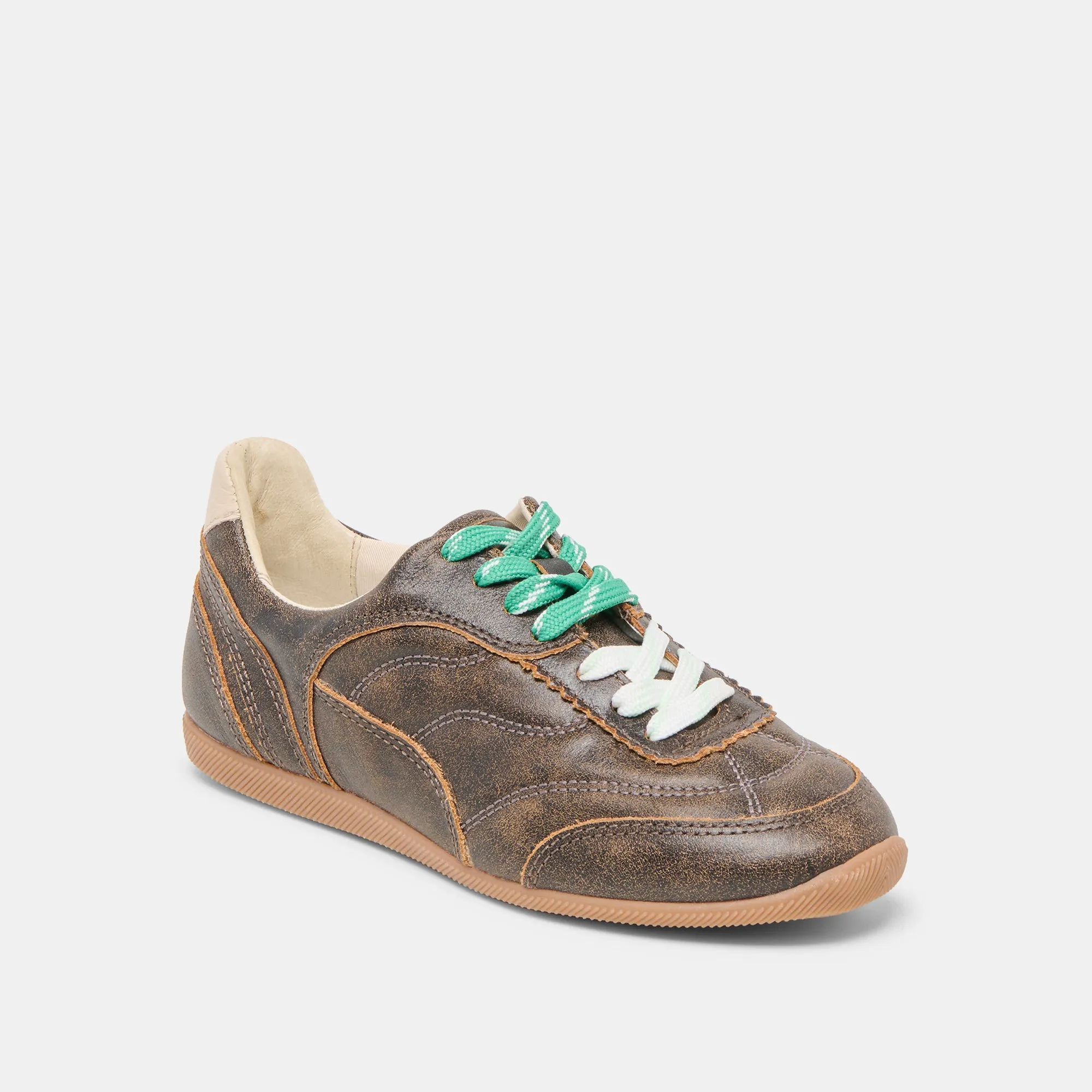 LAINI SNEAKERS CUIR BRUN DÉLABRÉ