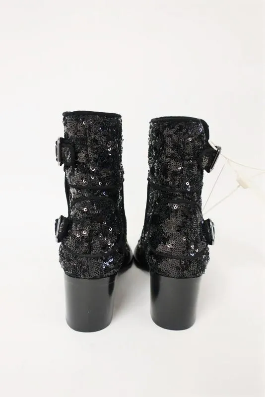 Bottes Laurence Dacade Babacar Sequin Noires Taille 38.5 à double boucle à talon moyen NEUVES
