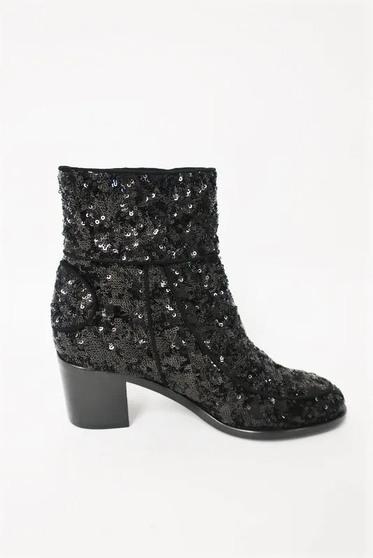Bottes Laurence Dacade Babacar Sequin Noires Taille 38.5 à double boucle à talon moyen NEUVES