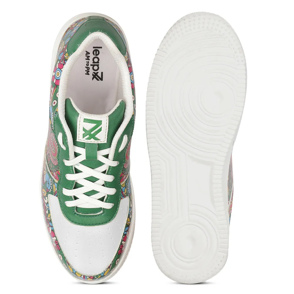 Baskets décontractées Liberty Leap7x Lacing White Kalamkari imprimées pour hommes MJH-M01