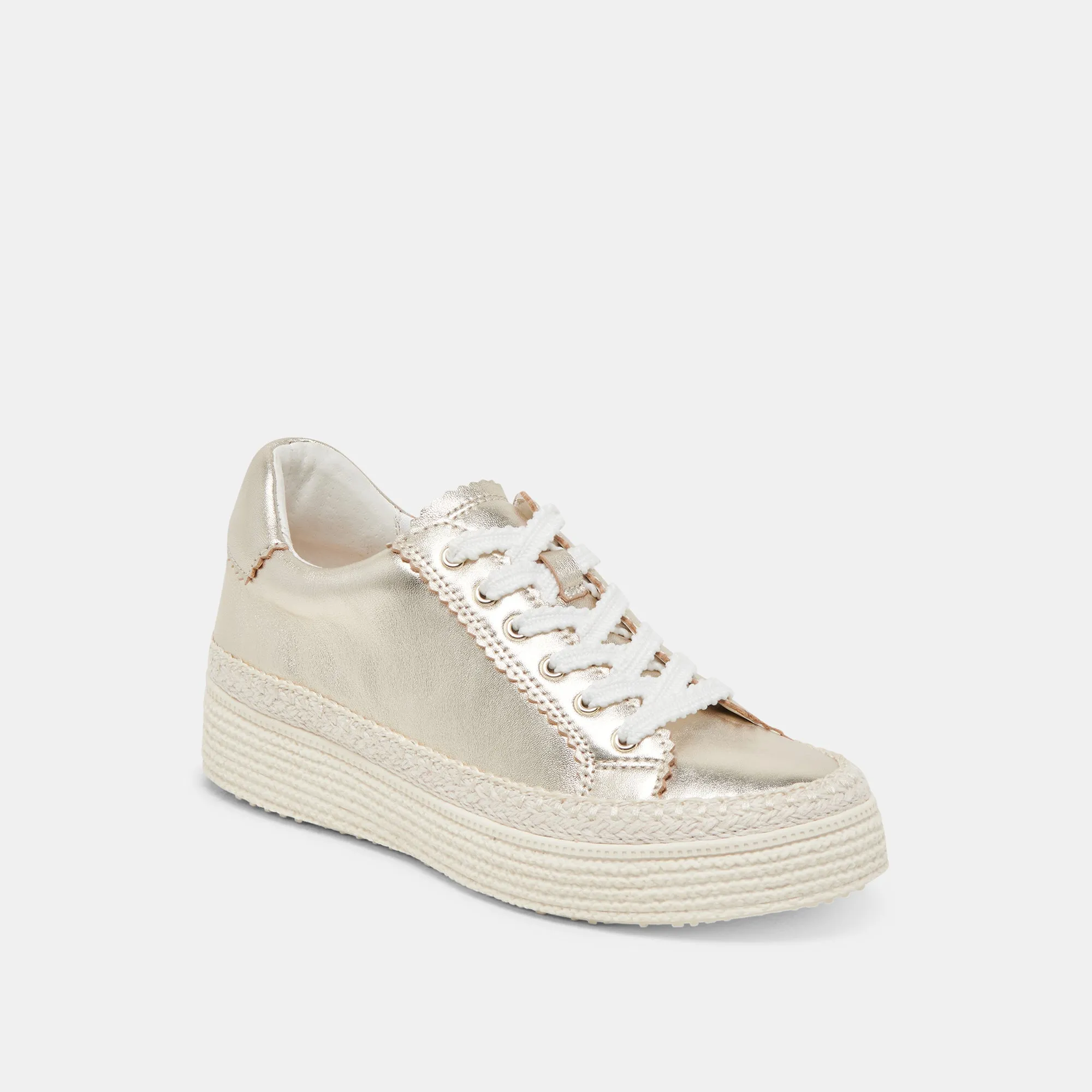 LENNIX SNEAKERS CUIR MÉTALLISÉ OR CLAIR