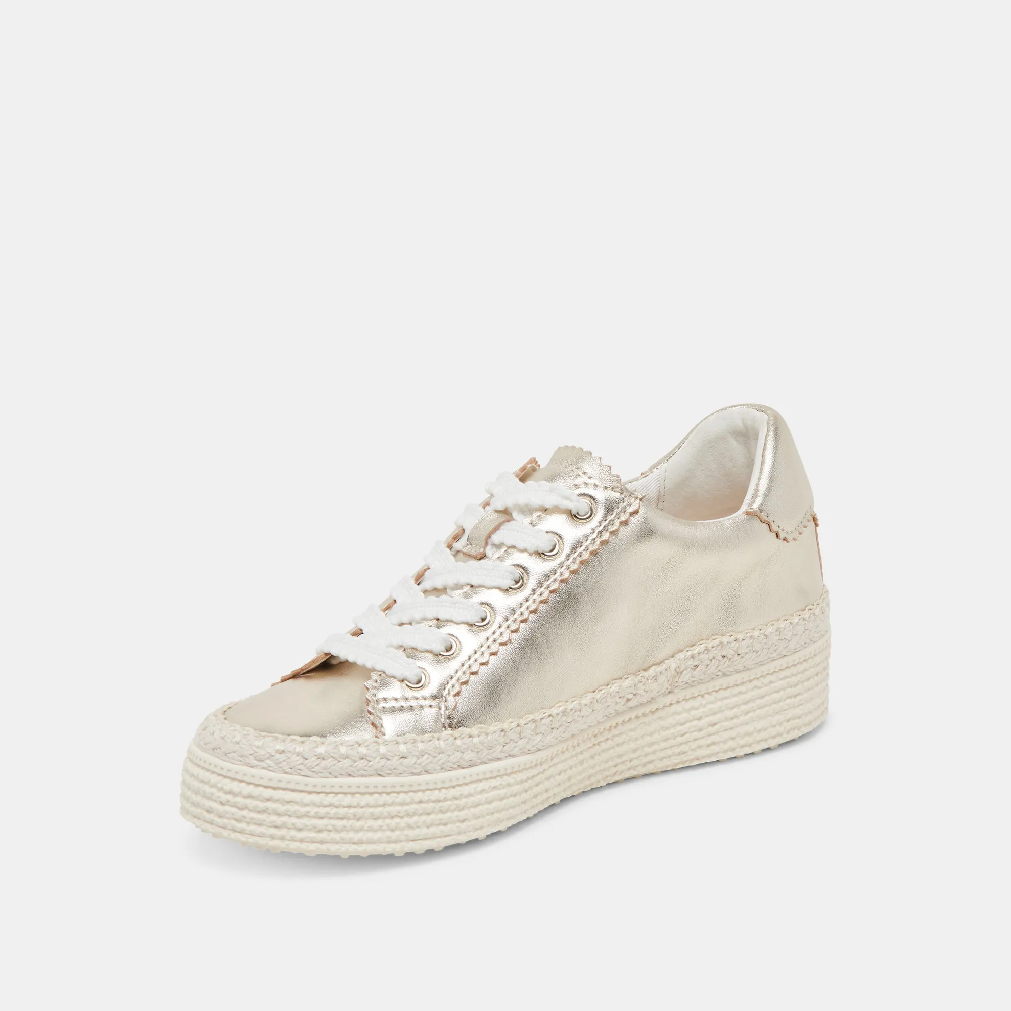 LENNIX SNEAKERS CUIR MÉTALLISÉ OR CLAIR