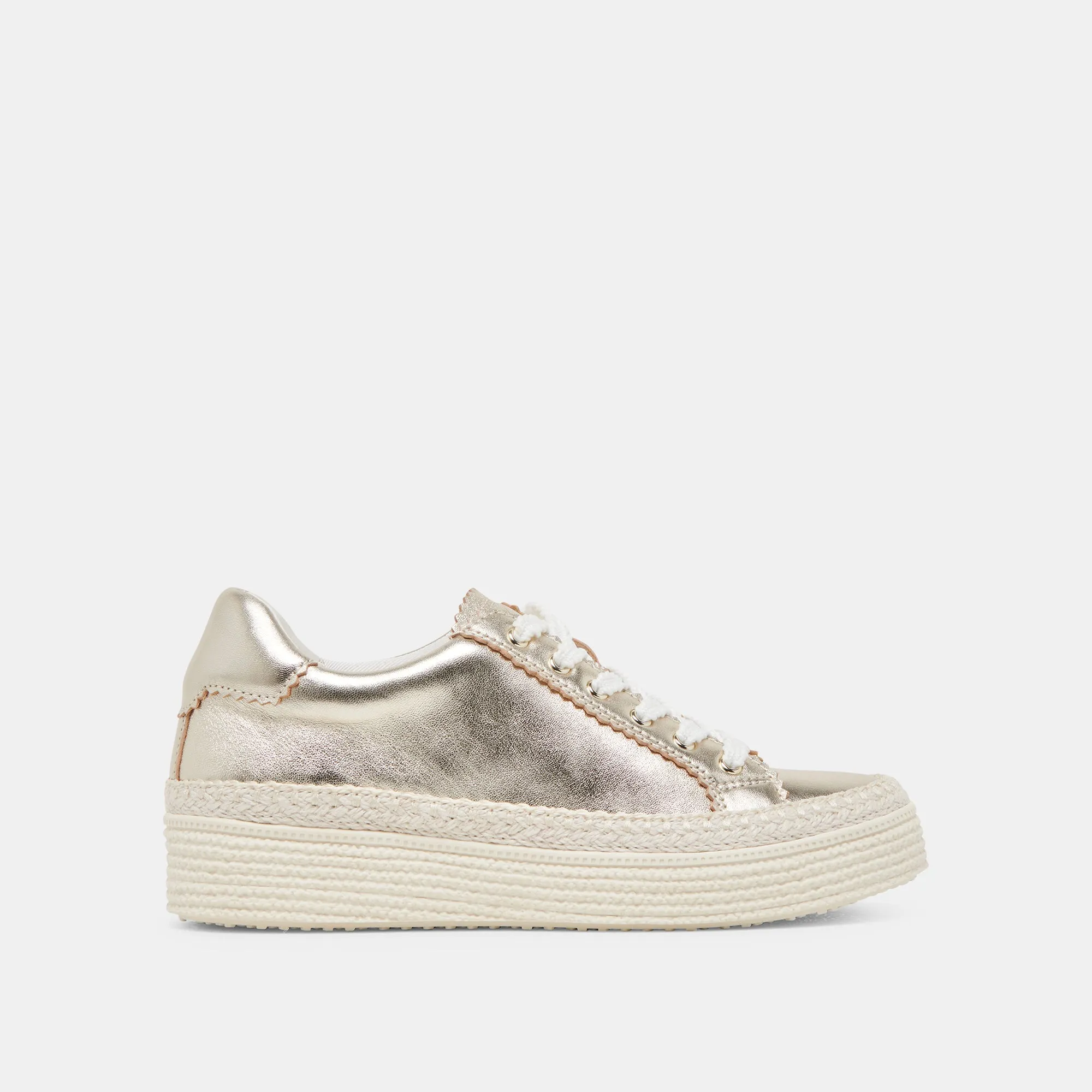 LENNIX SNEAKERS CUIR MÉTALLISÉ OR CLAIR