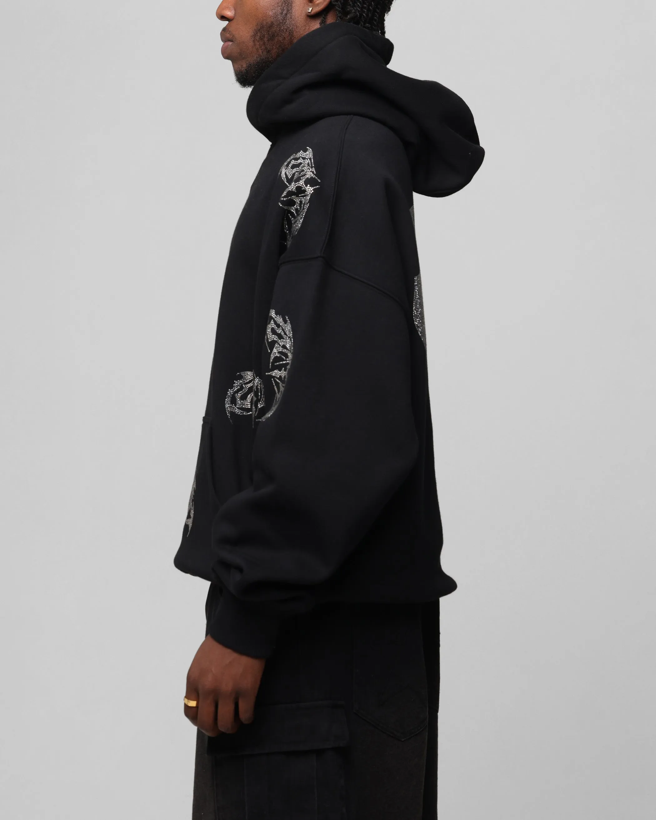 Loiter Sweat à capuche métallisé strass Noir