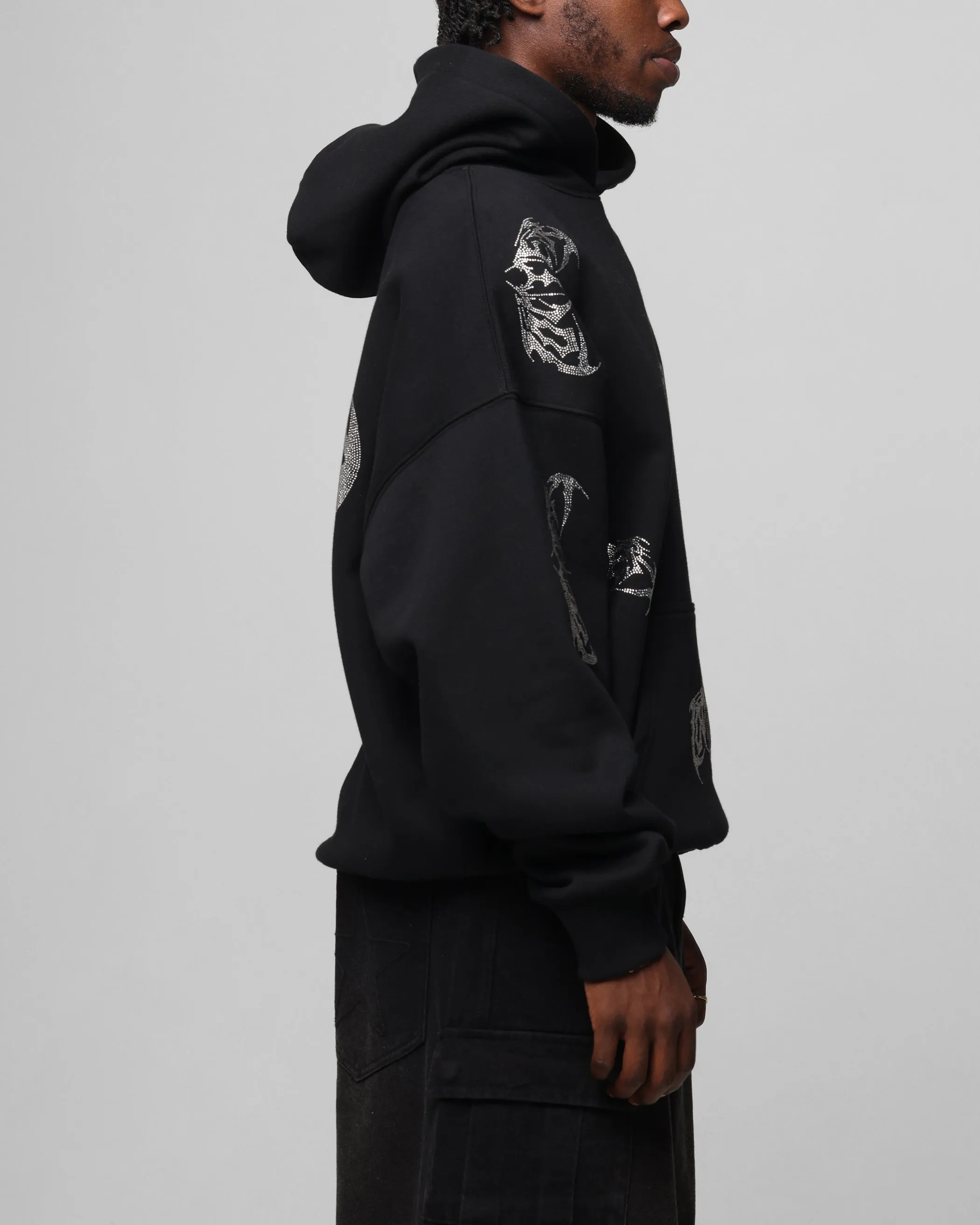 Loiter Sweat à capuche métallisé strass Noir