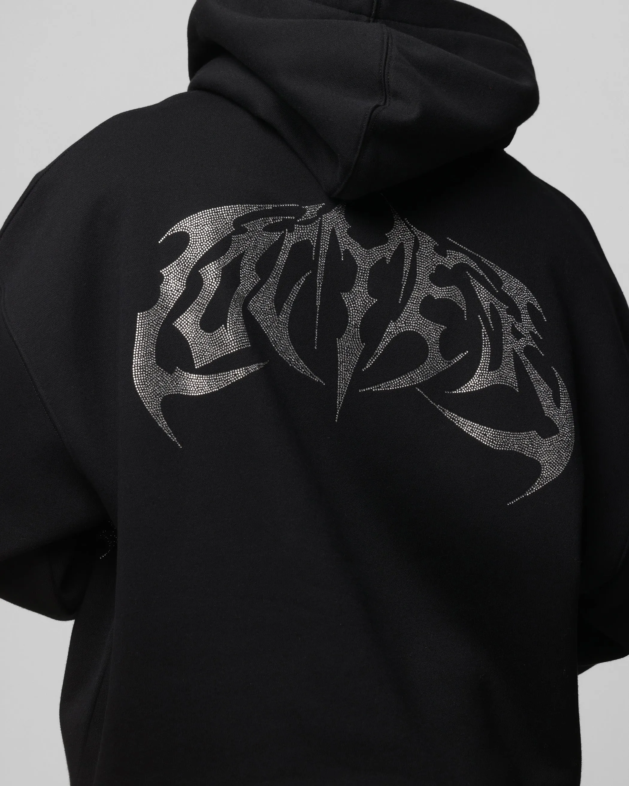 Loiter Sweat à capuche métallisé strass Noir