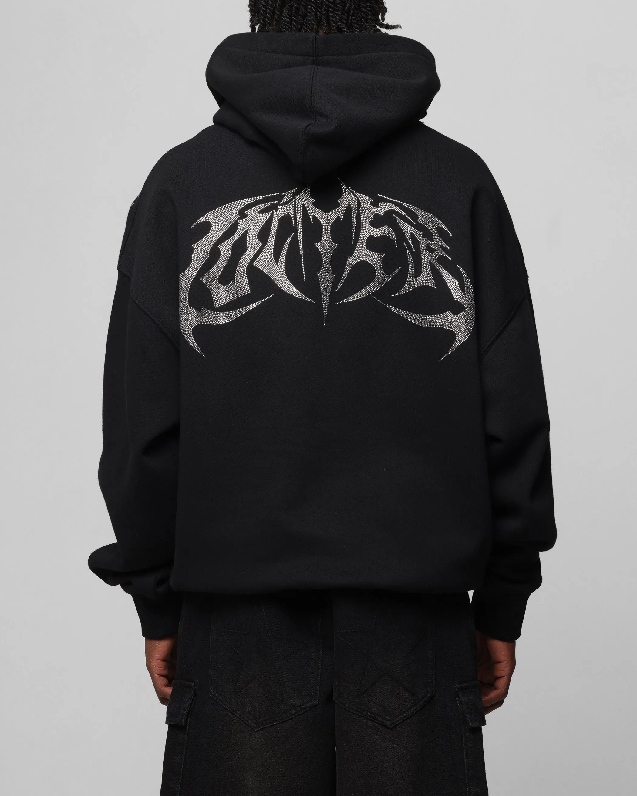 Loiter Sweat à capuche métallisé strass Noir