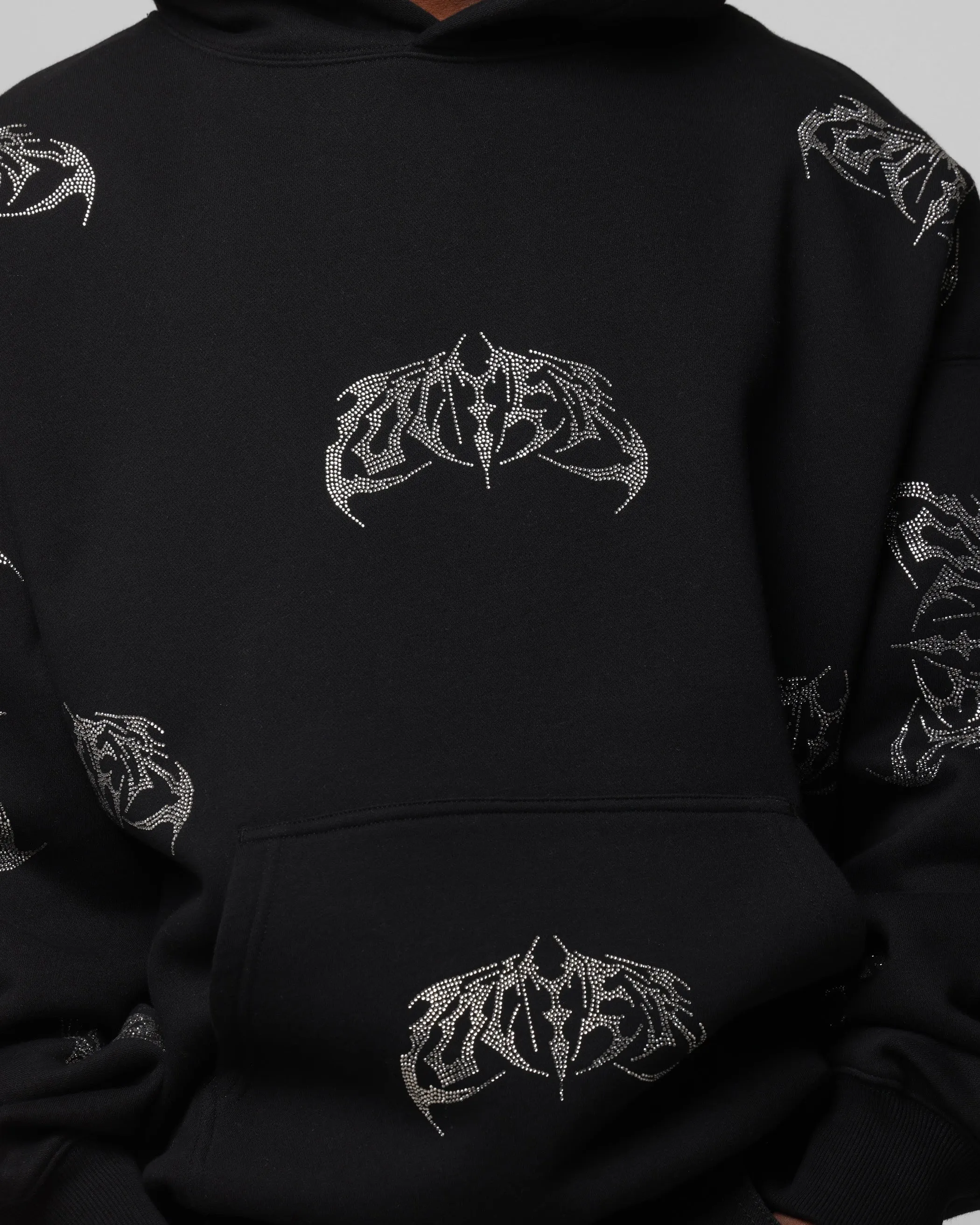 Loiter Sweat à capuche métallisé strass Noir