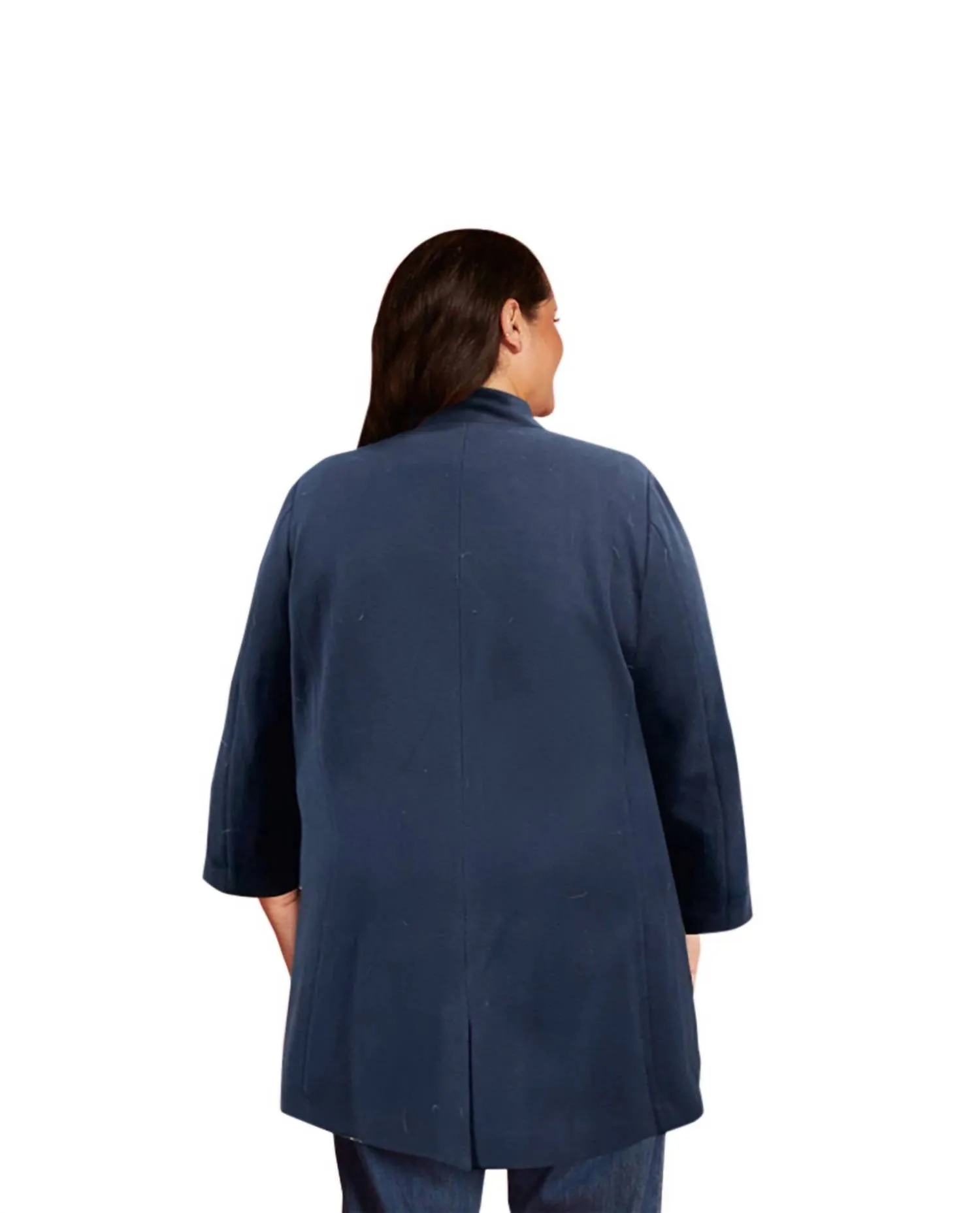 Manteau long à manches longues - Grande taille en marine