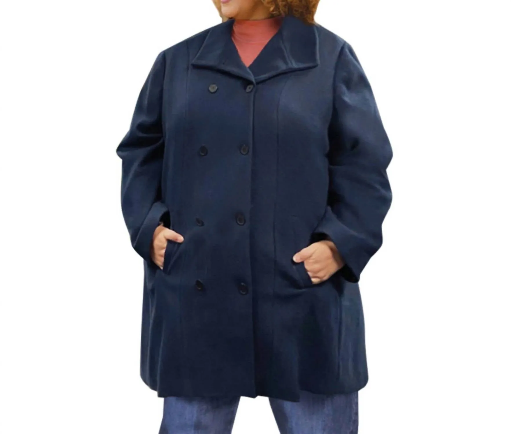 Manteau long à manches longues - Grande taille en marine