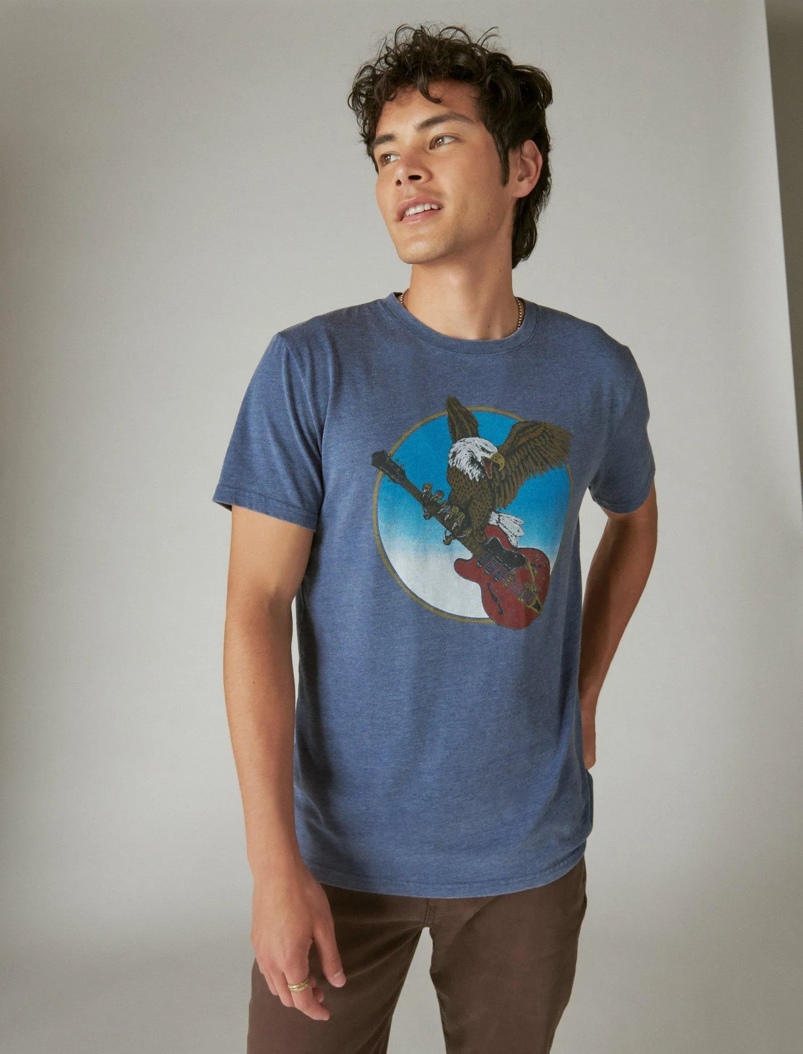 T-shirt Guitare Eagle Lucky Brand en Jean Foncé