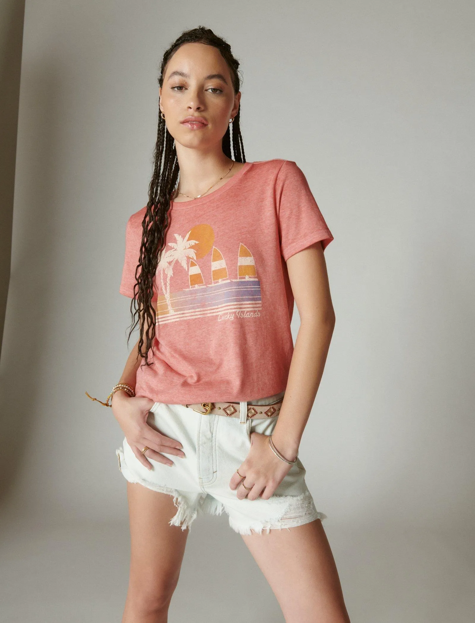 Lucky Brand Lucky Islands Classic Crew Épices Corail Lucky Brand