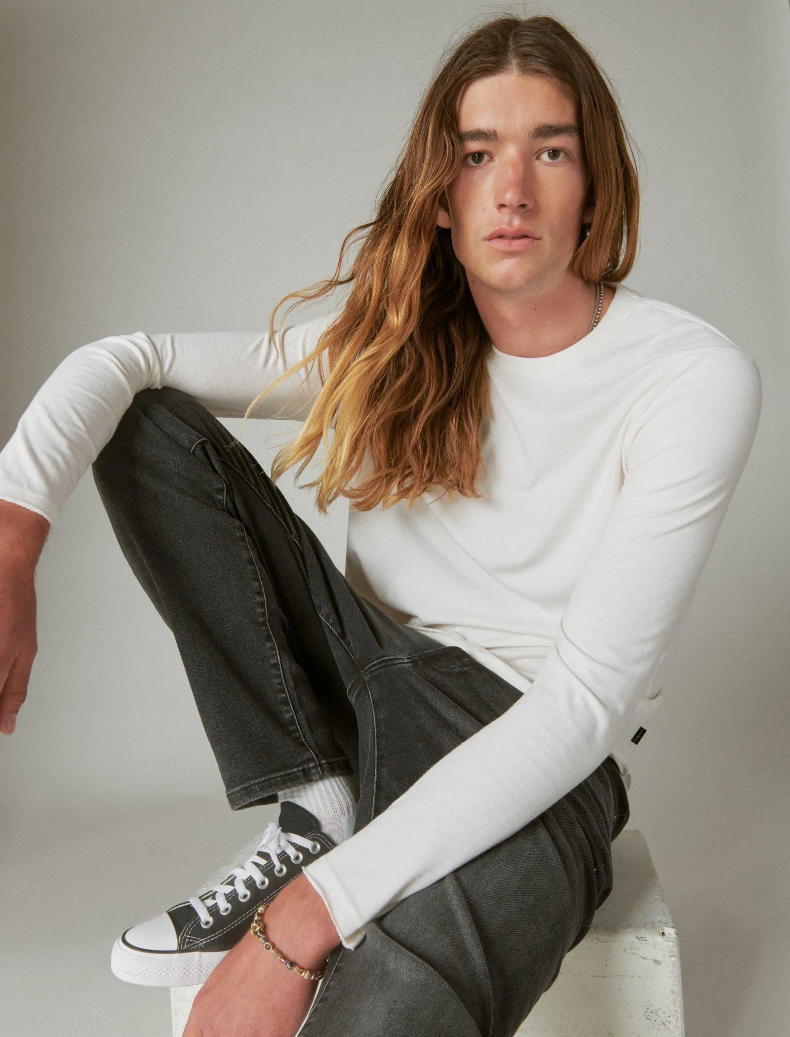 Lucky Brand Venice Burnout Manches Longues Col Rond Marshmallow Lucky Brand